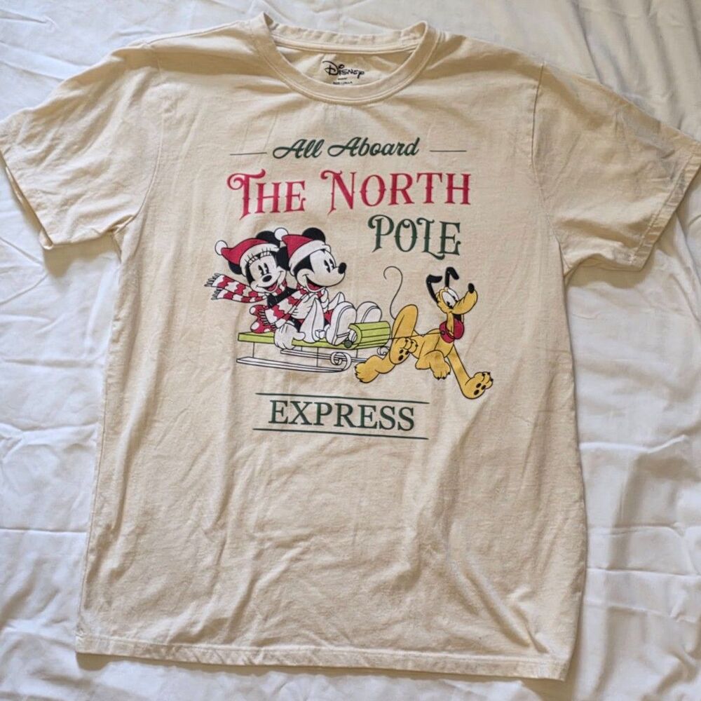 Disney "All Aboard The North Pole Express" Christmas T-Shirt Women's Large